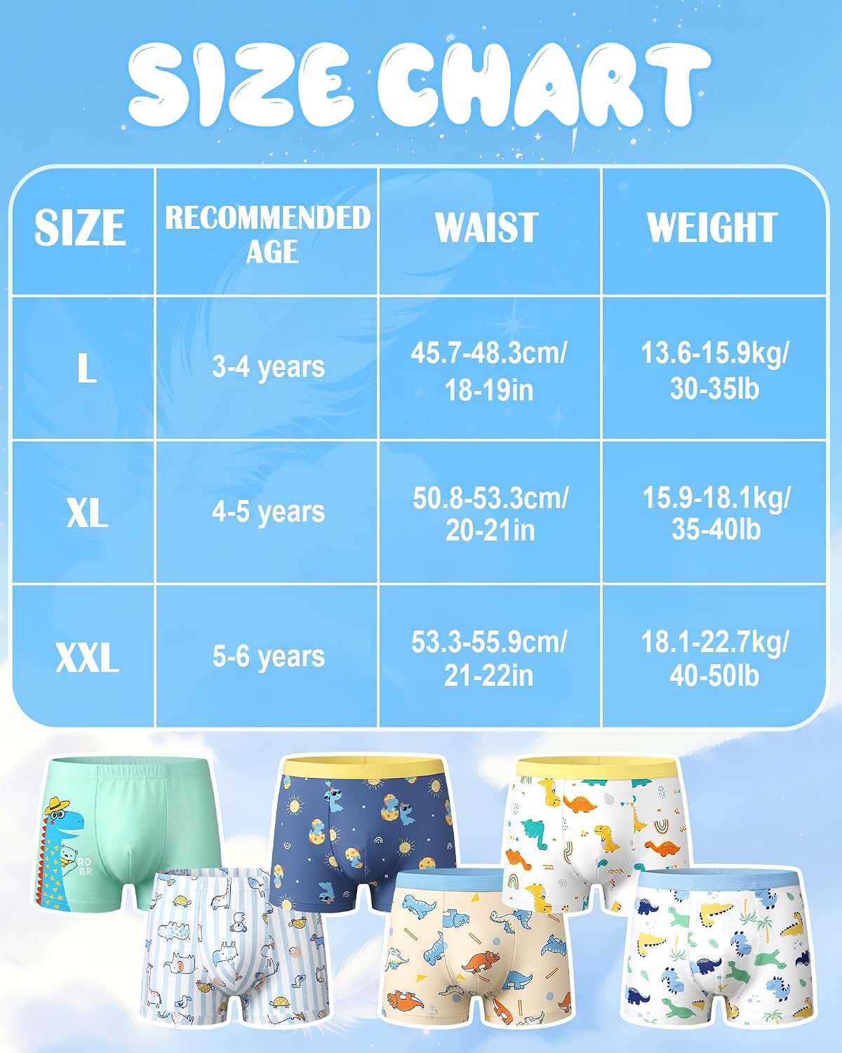 Toddler Boys Cotton Boxer Briefs Kids Soft Breathable Underwear Little Boys Boxers Cute Assorted Prints 6-Pack