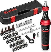 VANPO Drehmomentschraubendreher 1/4'', 64 tlg. 1-6 Nm Drehmomentschlüssel Schraubendreher Set mit T-Griff, Schlitz, Sechskant, Torx und Kreuzschlitz-Bits, Drehmomentschrauber für Werkzeuge, Fahrrad
