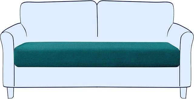 subrtex Sofa Seat Cushion Covers Stretch Polyester Fabric Seat Cushion Protector (2 Seaters, Teal)