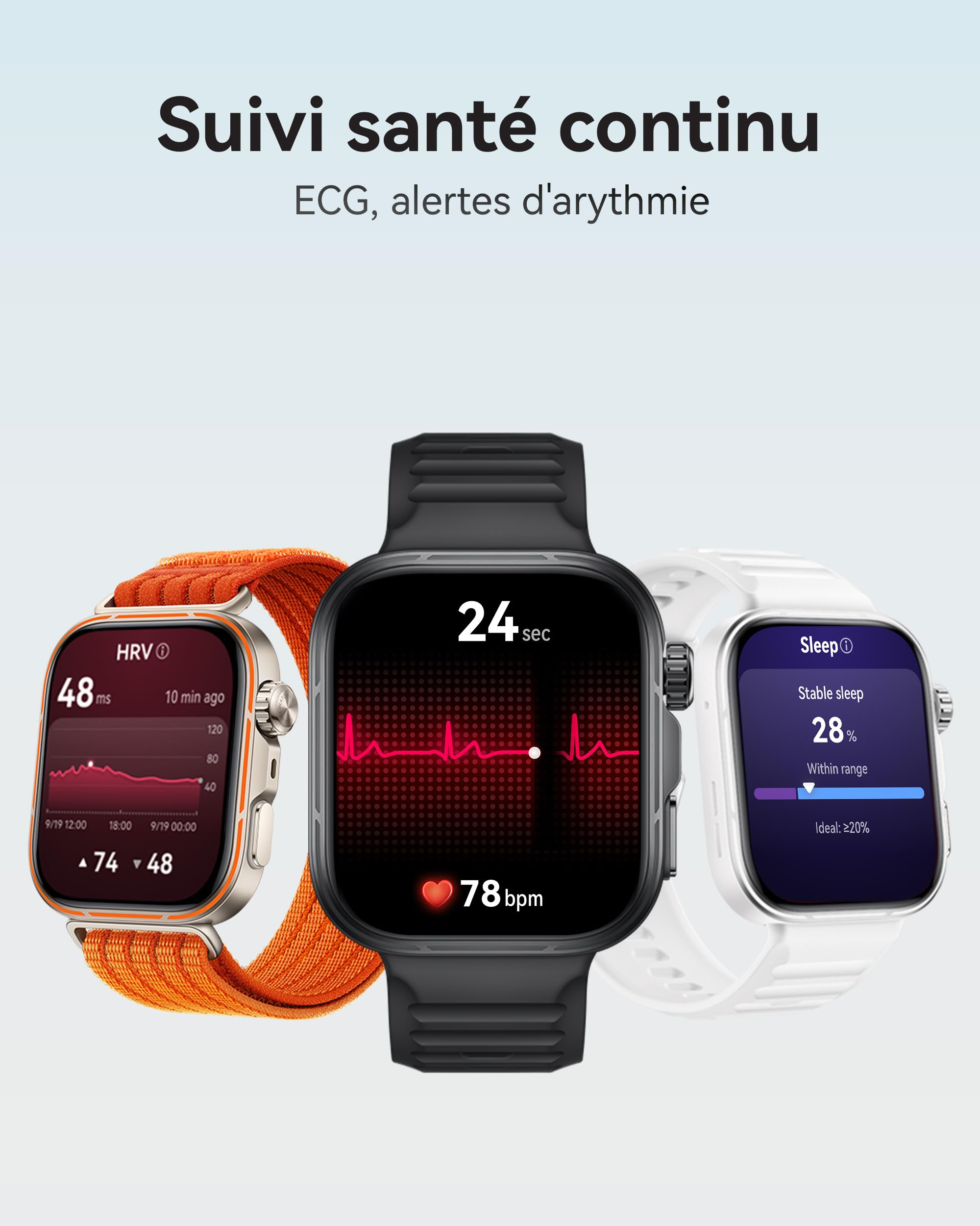 HUAWEI Watch FIT 5 Pro Montre connectée GPS ECG Écran AMOLED 1,92'' Verre Saphir Résistance à l'eau 5 ATM NFC Orange
