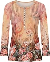 Vista 3 de Camisas de verano para mujer, con estampado de cuello en V, manga corta, sin botones, estilo casual, cómoda, manga 34