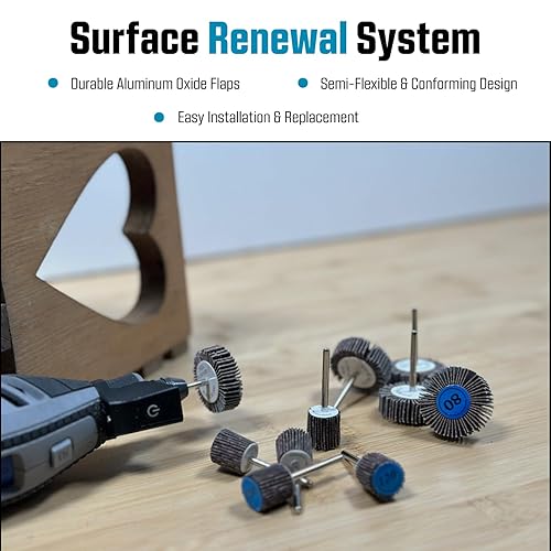 Miniatura 6 de LINE10 Tools Kit de accesorios para herramientas rotativas de rueda de lijado de mini aleta, vástago de 18 pulgadas, paquete de 20