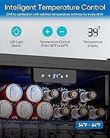 Vista 3 de 3.2 Cu.Ft Mini Fridge with Glass Door - 126 Can Beverage Refrigerator Cooler for Drink Beer Wine Soda, Small Refrigerator for Bedroom Office Bar