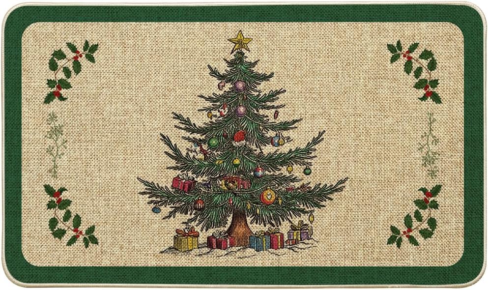 artoid mode ornament gift xmas tree christmas doormat, winter low-profile switch rug home decor door mat floor mat for outdoor indoor 17x29 inch