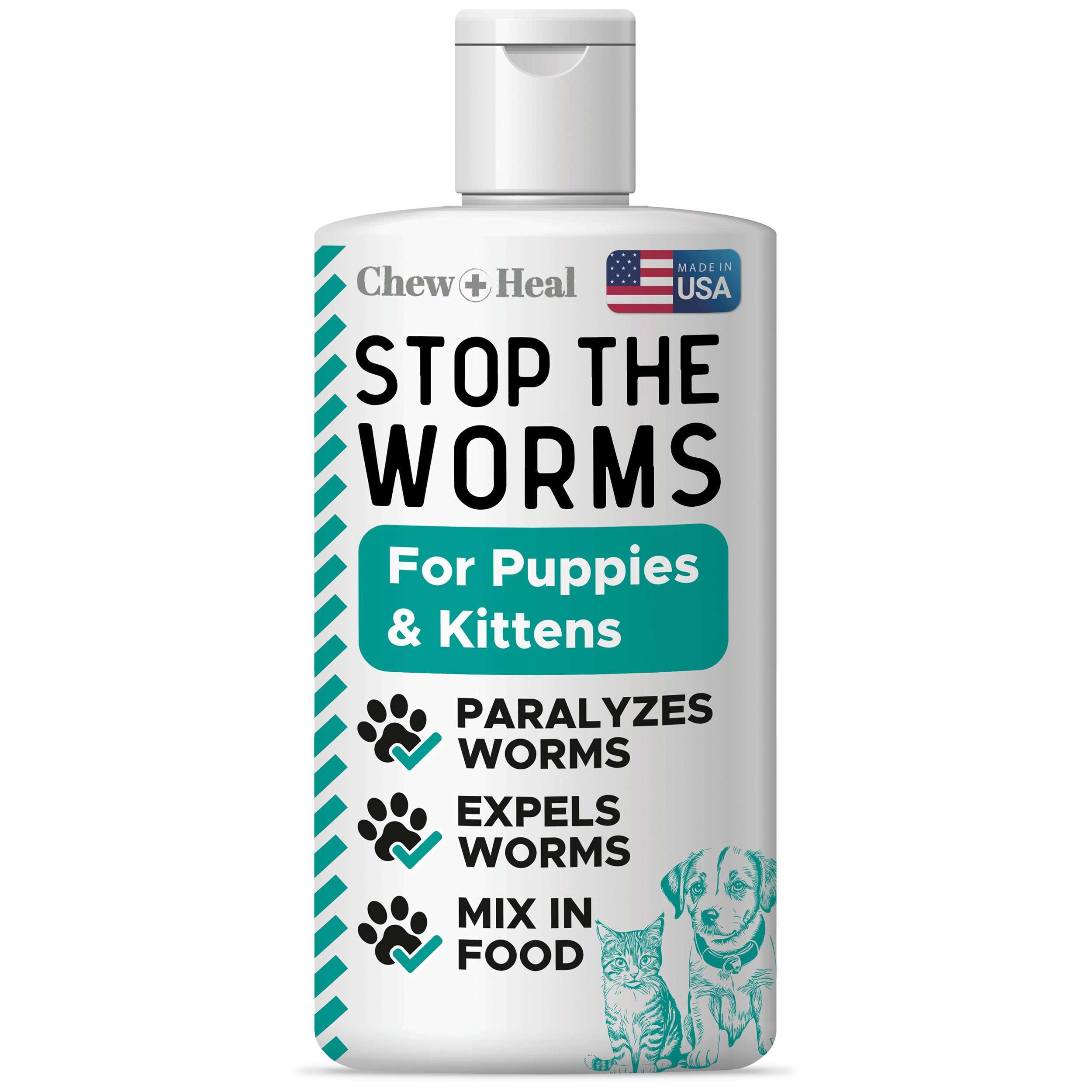 Dog and Cat Dewormer - 4 oz of Wormer Liquid to Paralyze and Expel Roundworms - Kitten and Puppy Dewormer