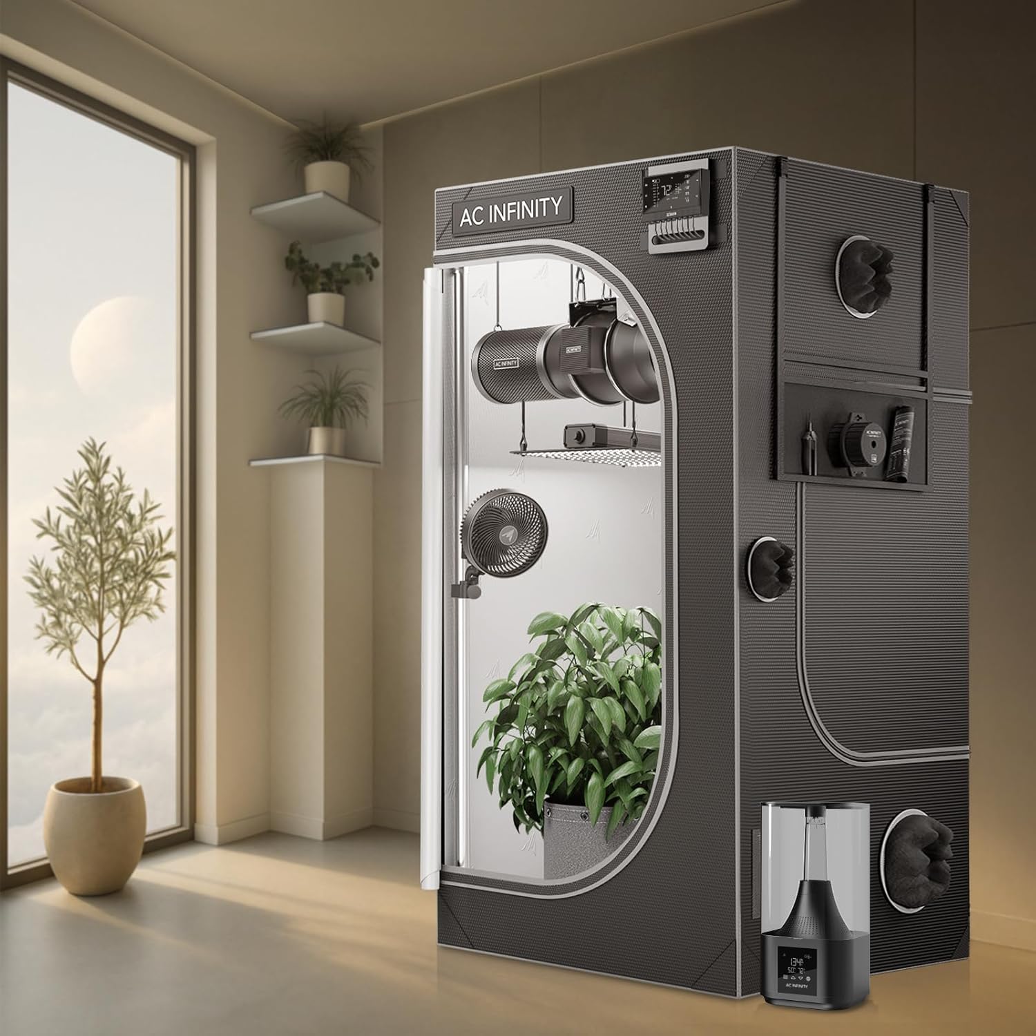 AC Infinity CLOUDLAB 844, Advance Grow Tent 4x4, Thickest 1" Poles, 2000D Mylar Canvas, Lab-Tested Highest Reflectivity, Largest Zipper Window, Controller Mount Plate, 48" x 48" x 80" Indoor Growing