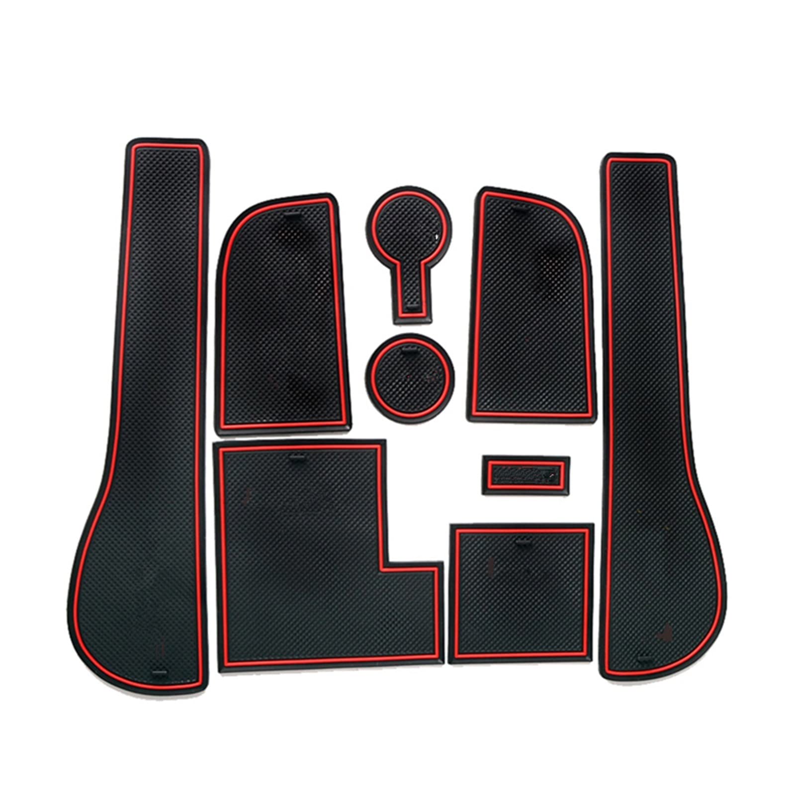 Tapis de fente de porte Golf 7 rouge avec coussinets de console centrale - 8