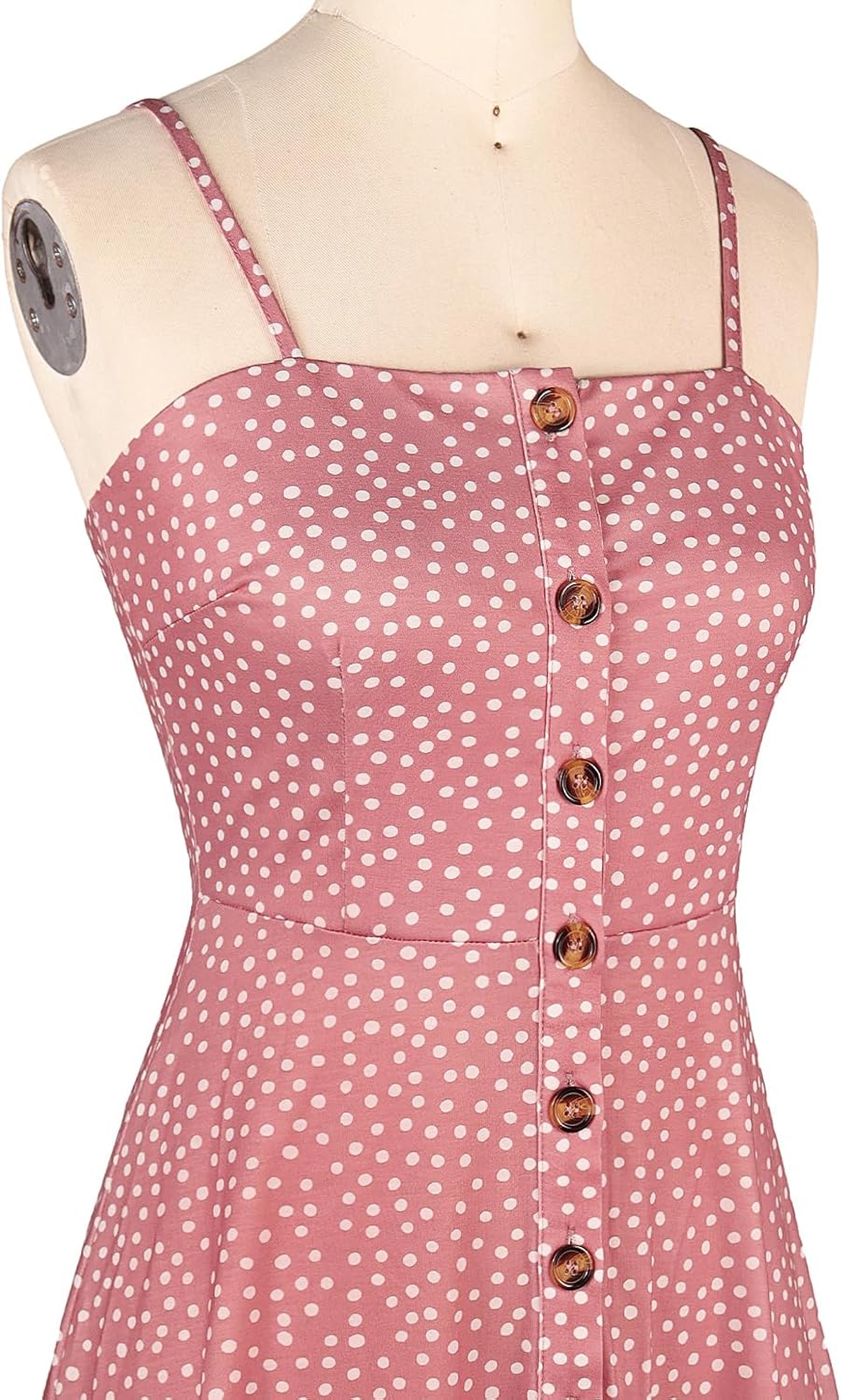 Berydress Women's Casual Beach Summer Dresses 2025 Solid Cotton Flattering A-Line Spaghetti Strap Button Down Midi Sundress - Image 5