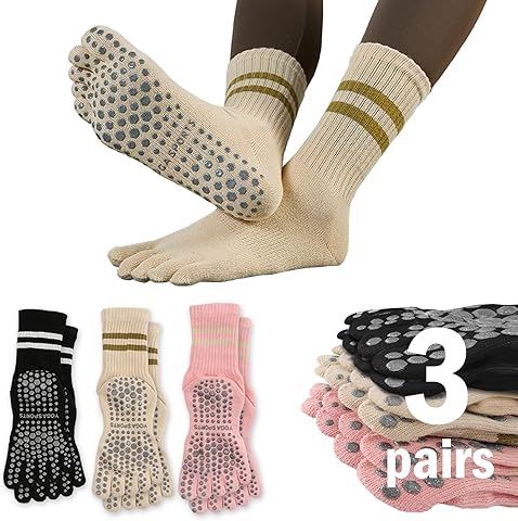 3 pares de calcetines para yoga y pilates Antideslizantes, calcetines atléticos para mujer,fitness, baile, calcetines deportivos
