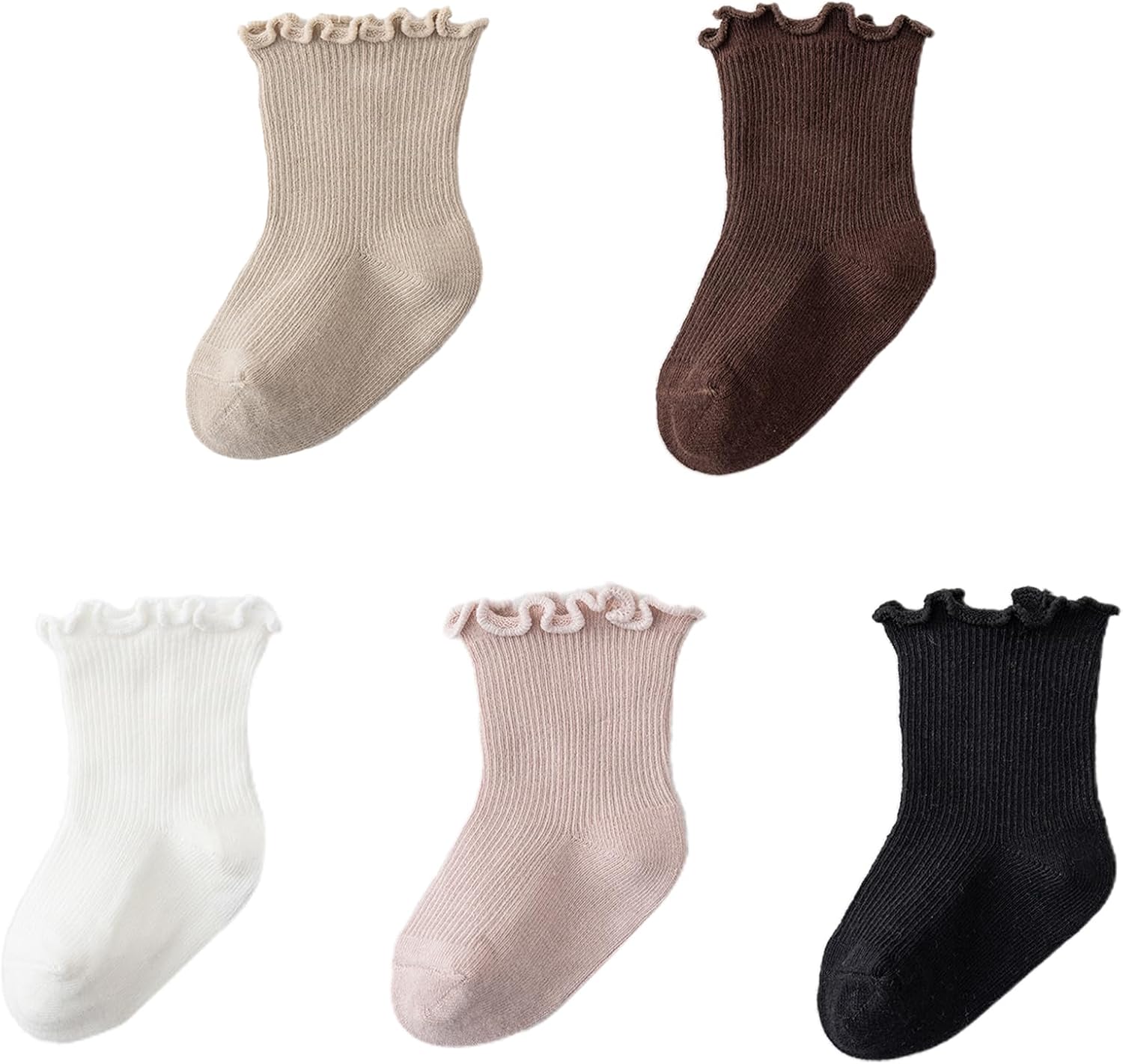 Meeshine Infant Baby Girls Boys Ruffle Socks Kids Frilly Turn Cuff Cotton Mesh Dress Ankle Socks for Toddler 0-5T