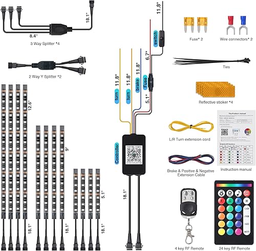 Miniatura 8 de 12 piezas de luces LED RGB para motocicleta para Harley Davidson Kawasaki Suzuki Yamaha Golf Cart, kit de luces subterráneas multicolor para