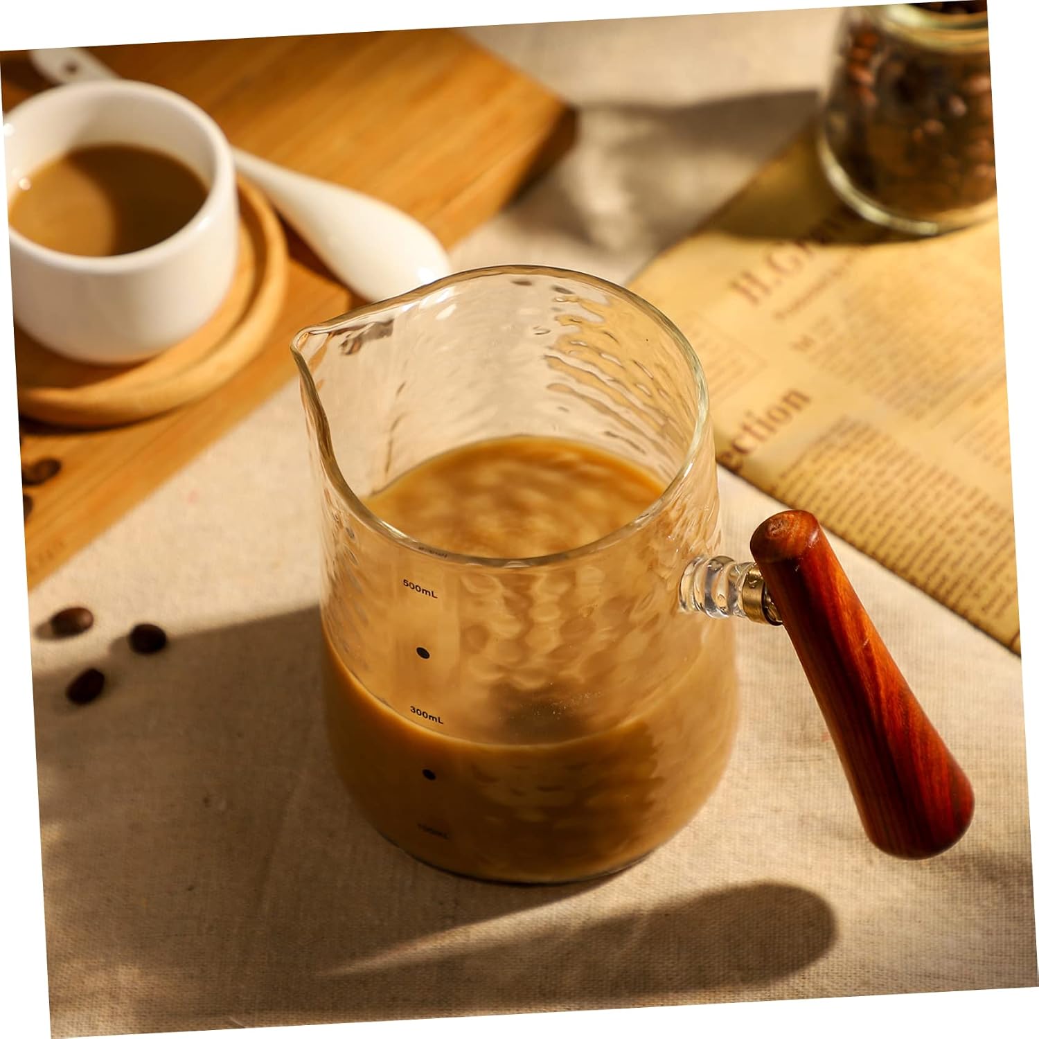 Unique Latte Art Cup Wood Handle Frothing Cup for Espresso Accessories
