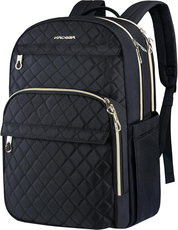 15.6 Inch Laptop Computer Backpack,College Travel Business Work Bag | Water-repellent fabric, multi-compartment,adjustable padded shoulder straps and luggage strap-Black