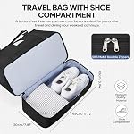Travel Duffel Bag Sports Gym Tote Bag for Women, Carry on Luggage Bag for Airplanes, Lightweight Weekender Overnight Shoulder Bag Waterproof Beach Hospital Bag with Shoes Compartment,A02-Black