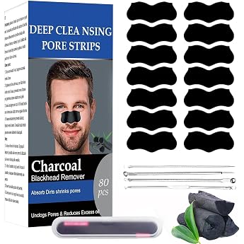 Pack of 80 Blackhead Remover Stripes Nose Strips for Deep Pore Cleansing and Refined Skin Complexion Suitable for All Skin Types