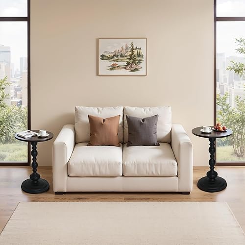 Miniatura 7 de Mesa auxiliar redonda pequeña de metal, mesa de noche vintage para espacios pequeños, mesas de pedestal modernas para sala de estar, dormitorio,