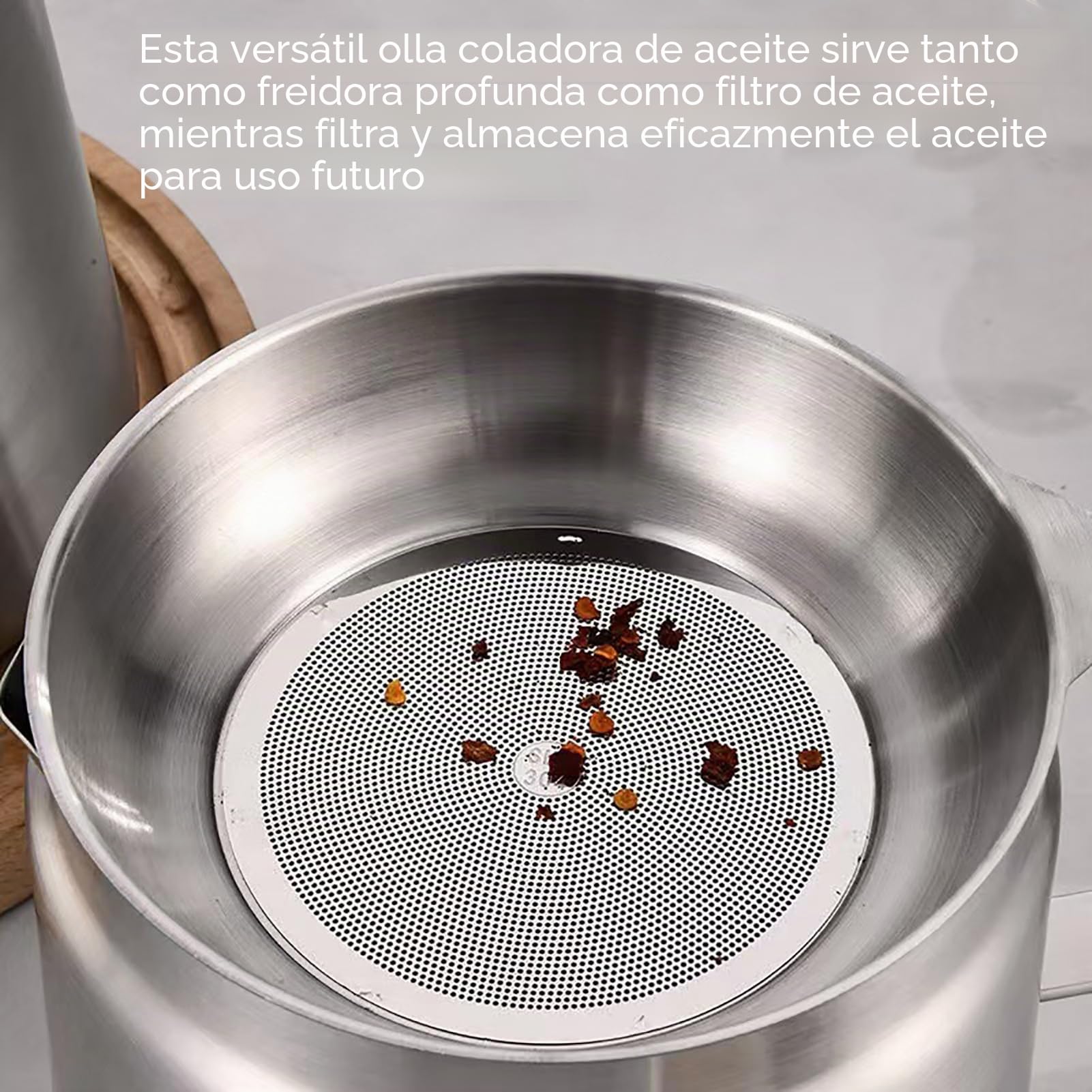 Rose and Teddy - Freidora de acero inoxidable, 2 en 1, freidora de acero inoxidable de 68 onzas con cesta y tapa, recipiente versátil de gran capacidad con filtro de aceite para cocina, almacenamiento