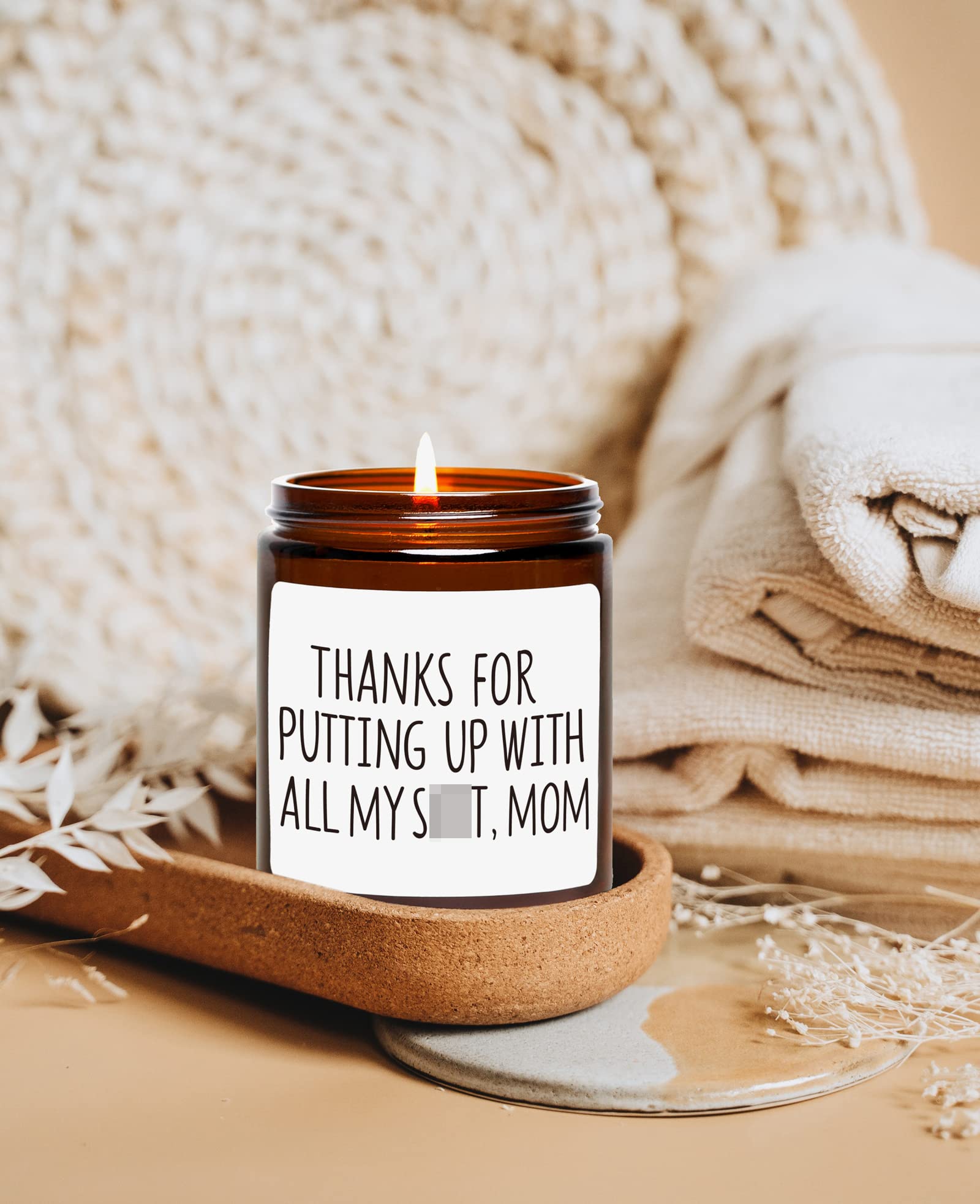 Mother’s Day Gifts from Daughter and Son, Funny Mother’s Day Gift, Thanks for Putting up with Me Candle, Birthday, Christmas Gift for Mom