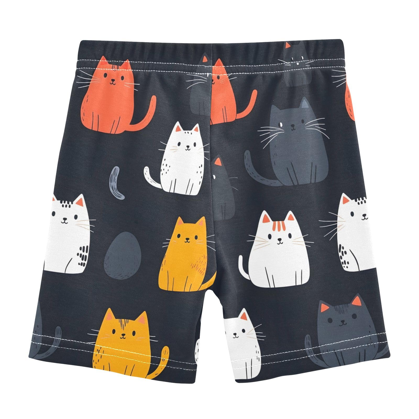 CHIFIGNO Girl's Breathable Bike Shorts Kids Cartwheel Shorts Under Dress Dance Short Grey Orange White Cats Size 8