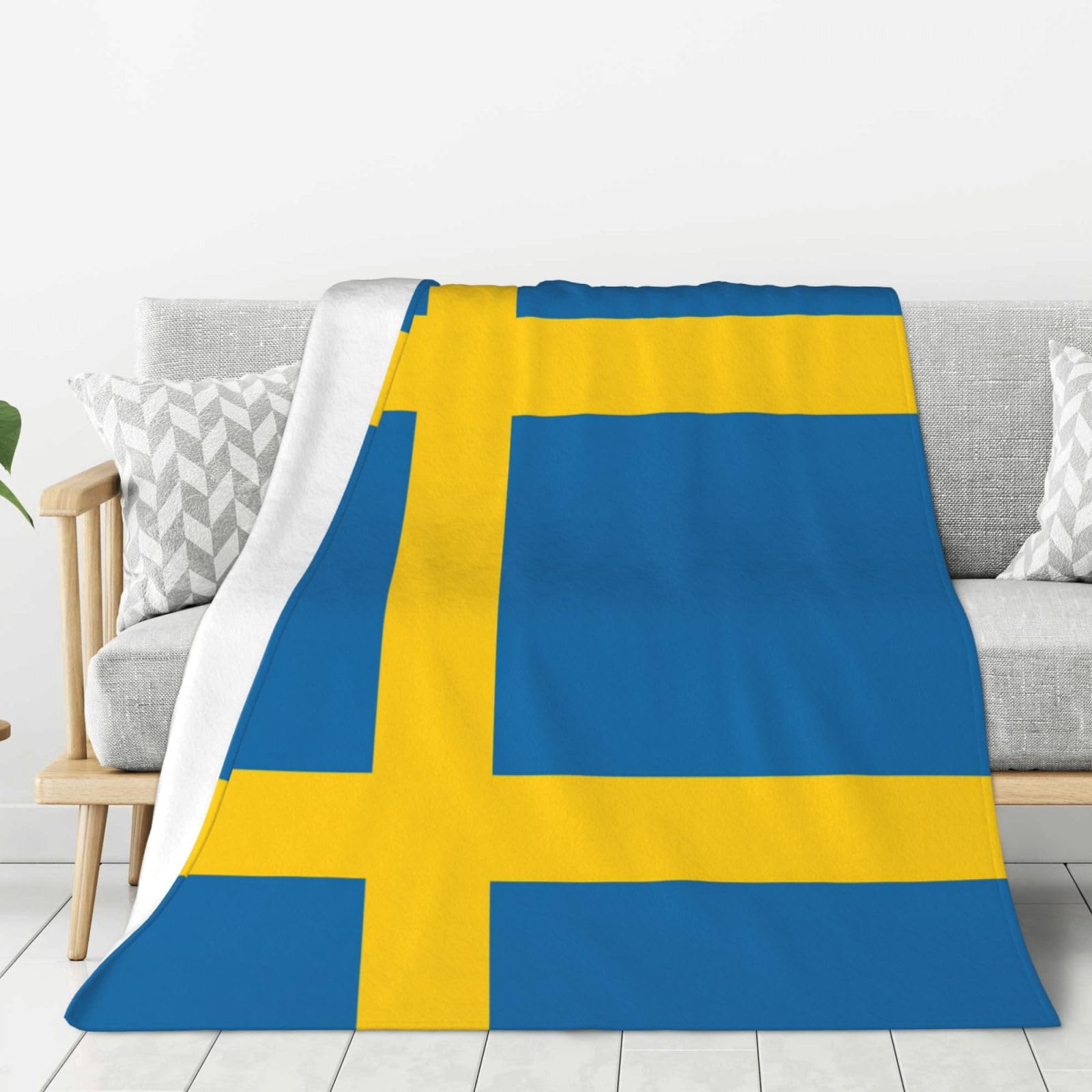 Couverture flanelle drapeau suédois chaude idée cadeau douce pour lit