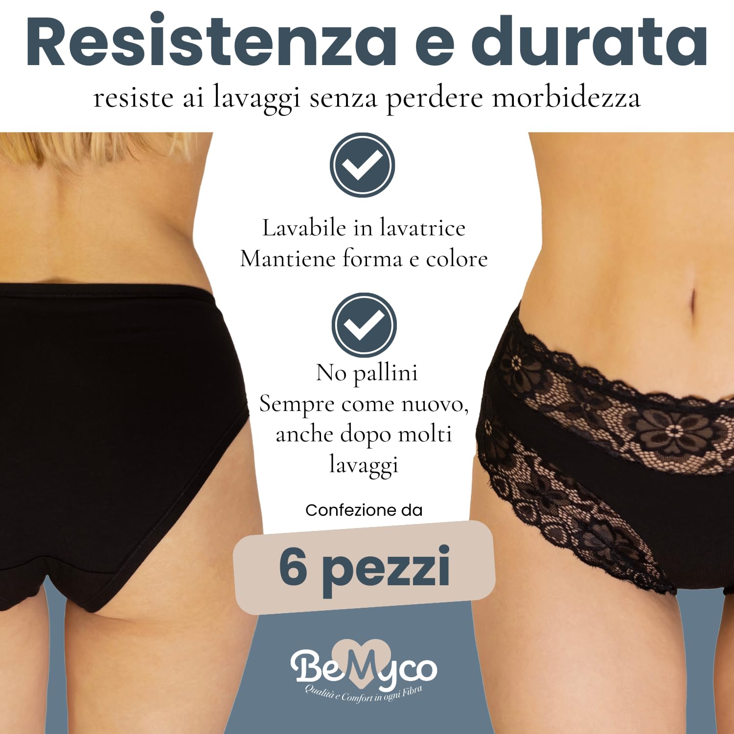 Set 6 Pezzi Mutande Vita Alta Donna in Pizzo – Culotte Cotone Donna comode e Traspiranti – Slip Eleganti e Resistenti, Made in Italy