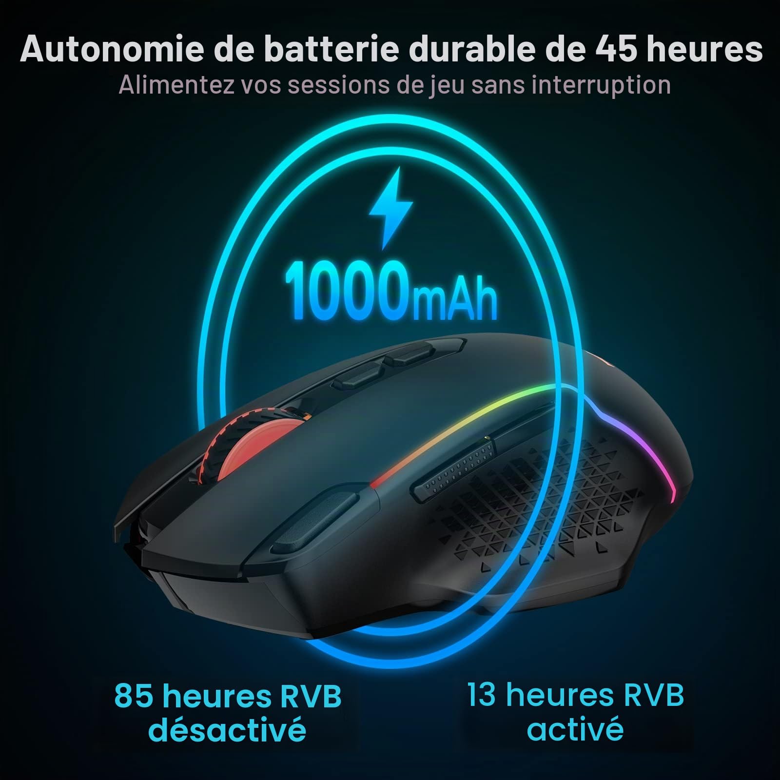 Redragon M810 Pro Souris sans Fil 10000 DPI Tir Rapide 8 Boutons