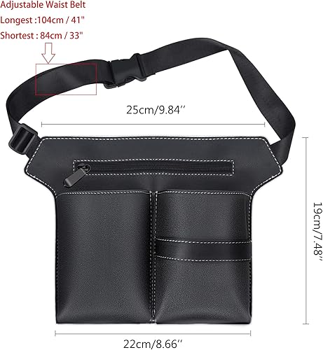 Miniatura 7 de Noverlife Bolsa de tijeras para peluquería, bolsa de cintura de piel sintética para peluquería, funda de almacenamiento de herramientas de