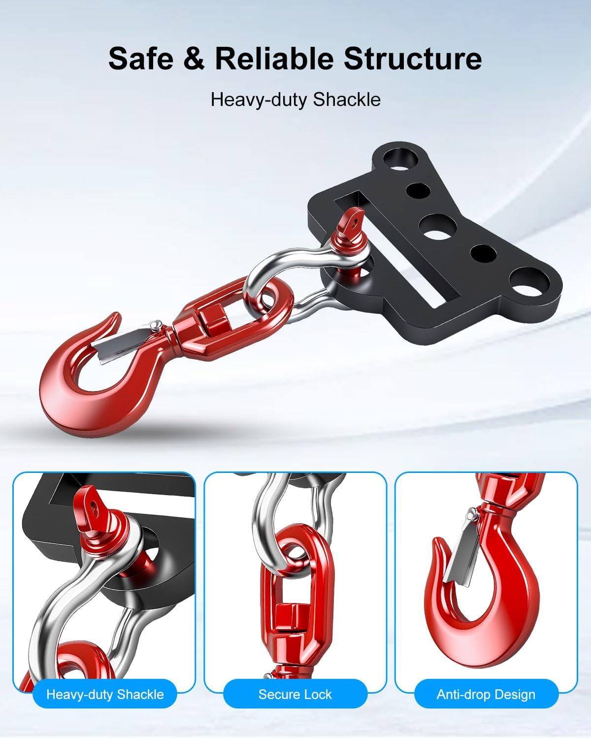Forklift Lifting Hook, Heavy Duty Steel Crane Hook for Forklift Attachment, 6600LB Load Capacity with Swivel, Forklift Lifting Hoist with 6 Sling Holes for Warehouse Farm Construction