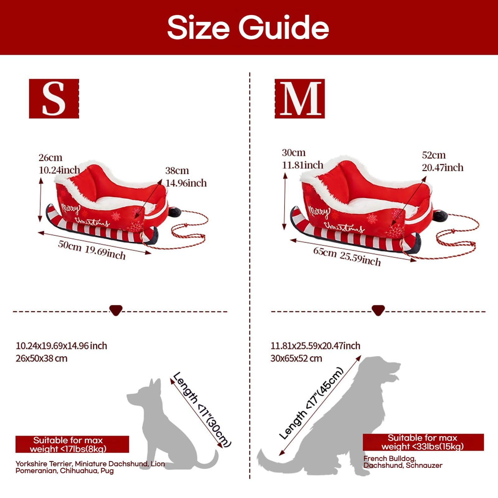 Cuccia Natalizia Cane, Letto per Gatti, Morbido Letto Festivo Natalizio per Animali Domestici, Grande Cani Forma di Slitta Natalizia, Accogliente Salotto per Animali (Brown,S)