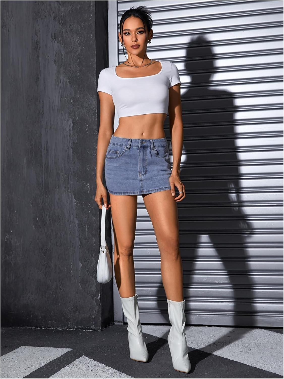 MakeMeChic Women's Casual High Waist Bodycon Jean Skirt Button Zipper Fly Mini Denim Skirt - Image 6