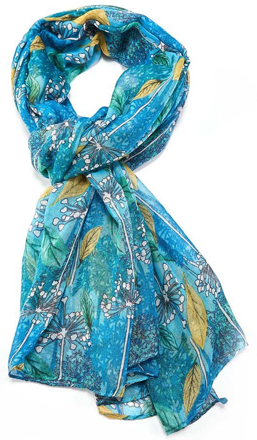 GlamLondon Women's Allium Floral Print Scarf Super Soft Wrap (Turquoise)
