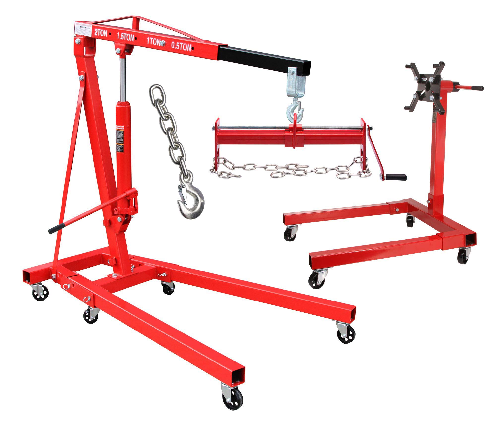 otgerlensker products Motorkran 2000 kg + Balancierer Motorheber + Motorständer 567 KG + extra Kette