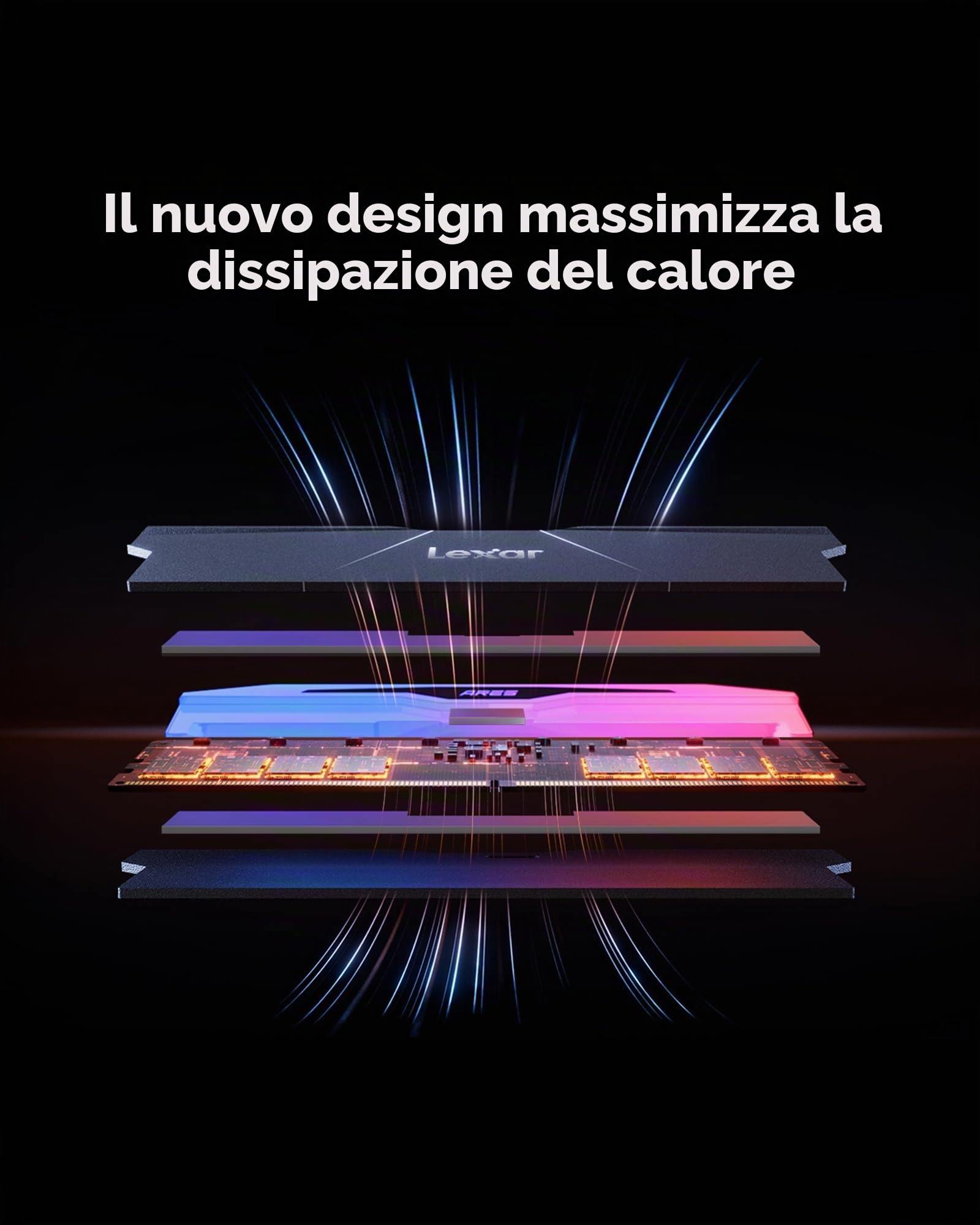 Lexar RGB DDR5 RAM 1x24GB 6000MHz CL28, Memoria di lavoro UDIMM a 288 pin per desktop, Memoria per computer da gioco ad alte prestazioni per PC, per AMD EXPO, AI, DRAM potenziata da SK hynix, CL28-36