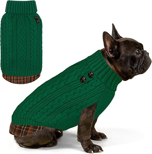 Miniatura 29 de KYEESE Suéter suave para perros pequeños, hembras, abrigado, de cuello alto, ropa elástica de punto para gatos, abrigo cómodo para mascotas