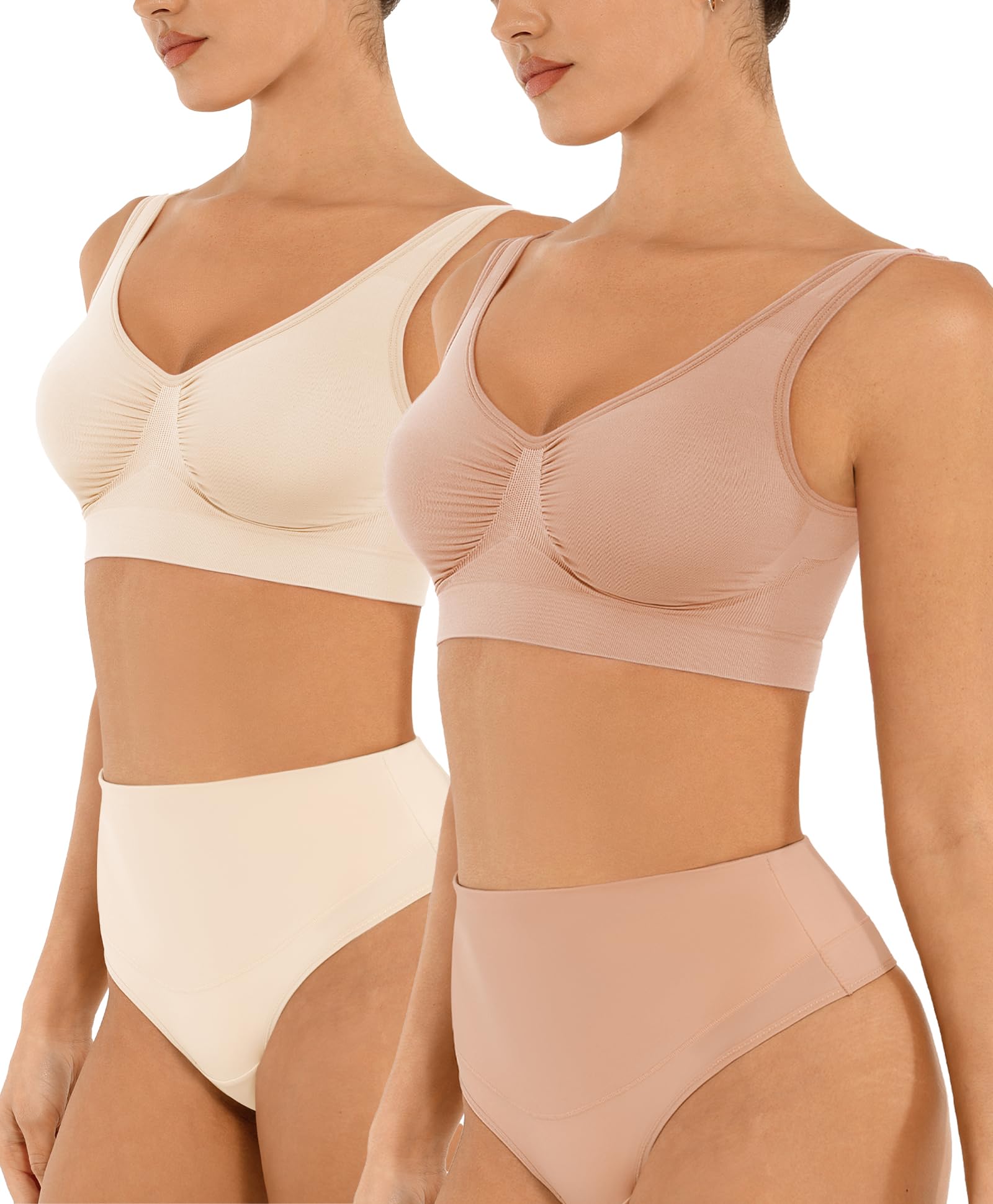 FeelinGirl Seamless Everyday Bras for Women No Underwire with Wide Straps | Full Coverage, Comfy Sleep Bra, Smooth, Wide Back Bralettes, Wireless, Buttery Soft Tshirt Bra, Unlined, No Show
