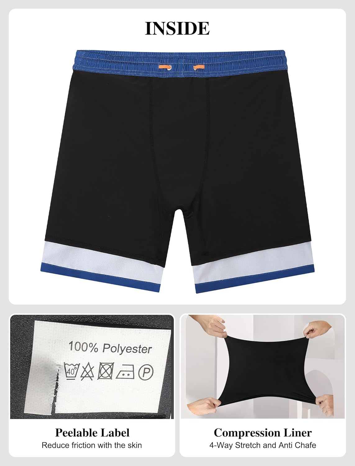 2 Pack: Men's 7" Swim Trunks with Compression Liner, Quick Dry Swim Shorts Bathing Suits Board Shorts Swimwear - Image 4