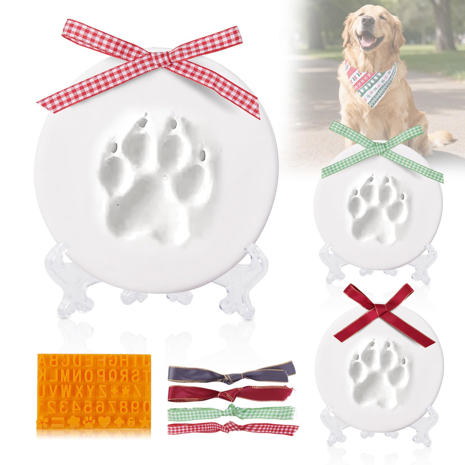 Pet Memorial Keepsake Ornament Kit - Dog & Cat Impression Kit as Loss Pet Keepsake and Gifts for Pet Lover (Clay Paw Print Keepsake Kit), 3 Packs