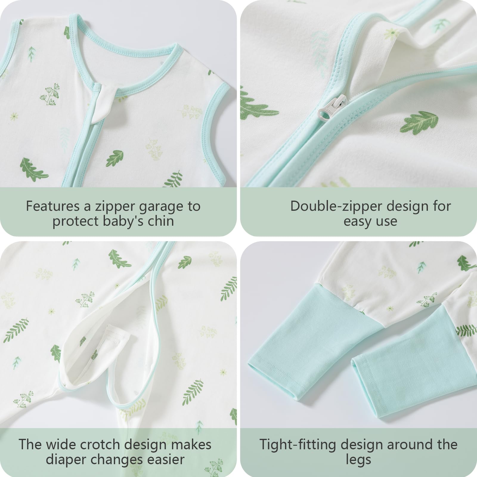 Sac de Nuit Bébé 0.5 TOG Convient aux Bébés de 90 à 100 cm -100% Coton | Couverture Portable Nouveau-Né à Double Fermeture Éclair | Matériau Doux
