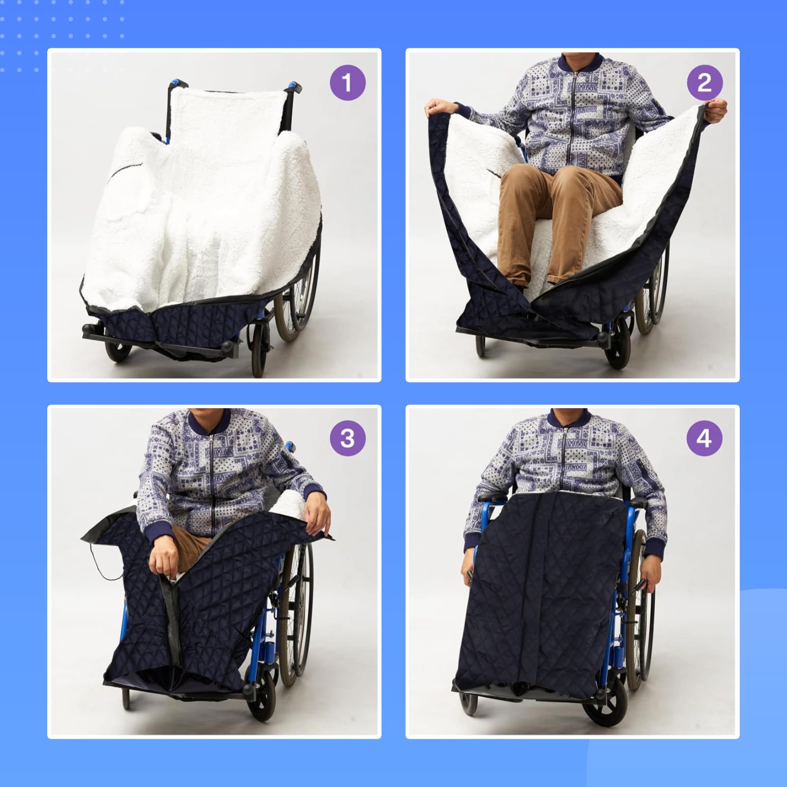 Coperta per Sedia a Rotelle Foderata in Pile, Universale in Peluche Ispessita per Persone su Sedia a Rotelle Coperta Gambe per Termica Antivento