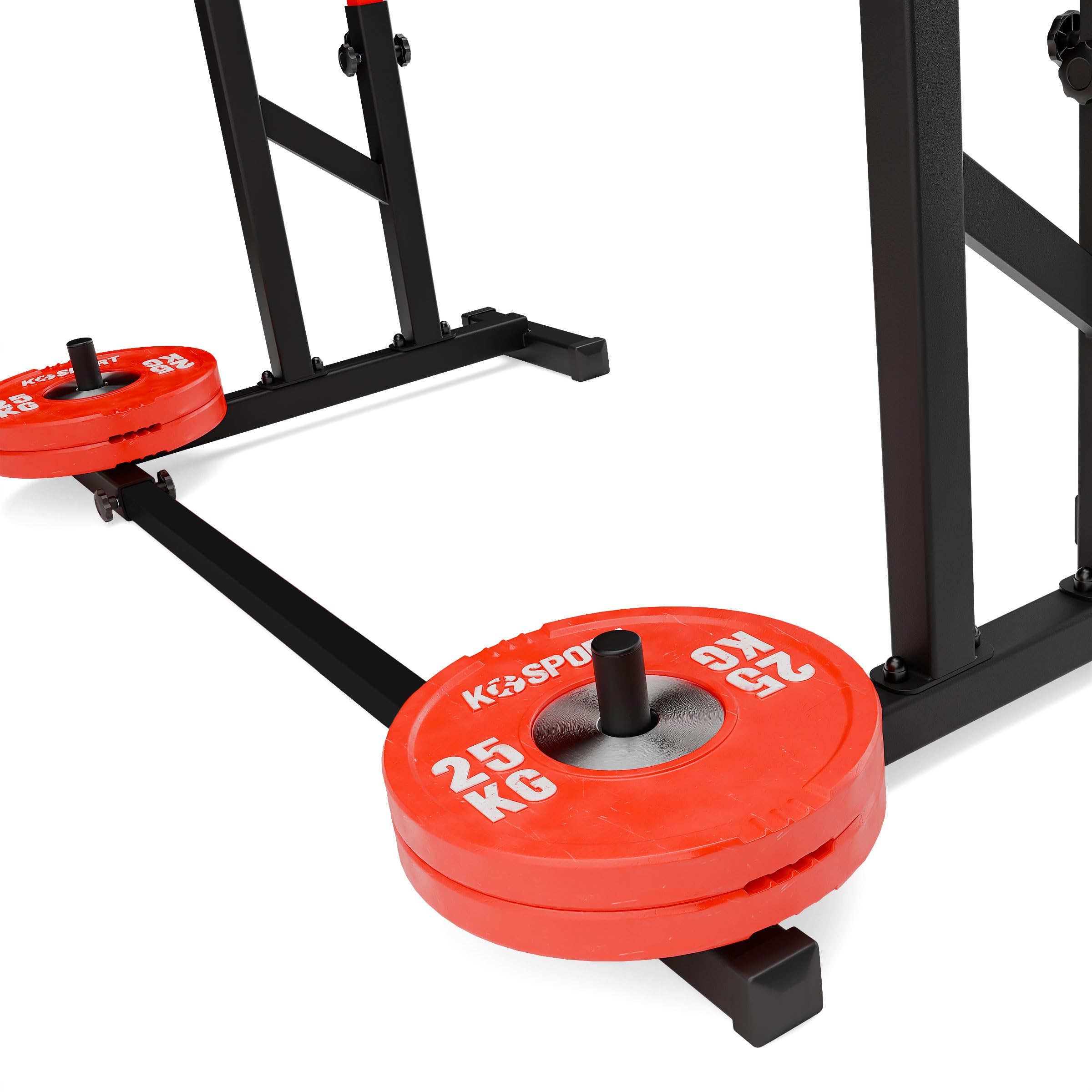 K-Sport - Attrezzo per bodybuilding regolabile, squat rack con spotter & dip , sbarra sollevamento pesi, stand power cage, telaio per panca