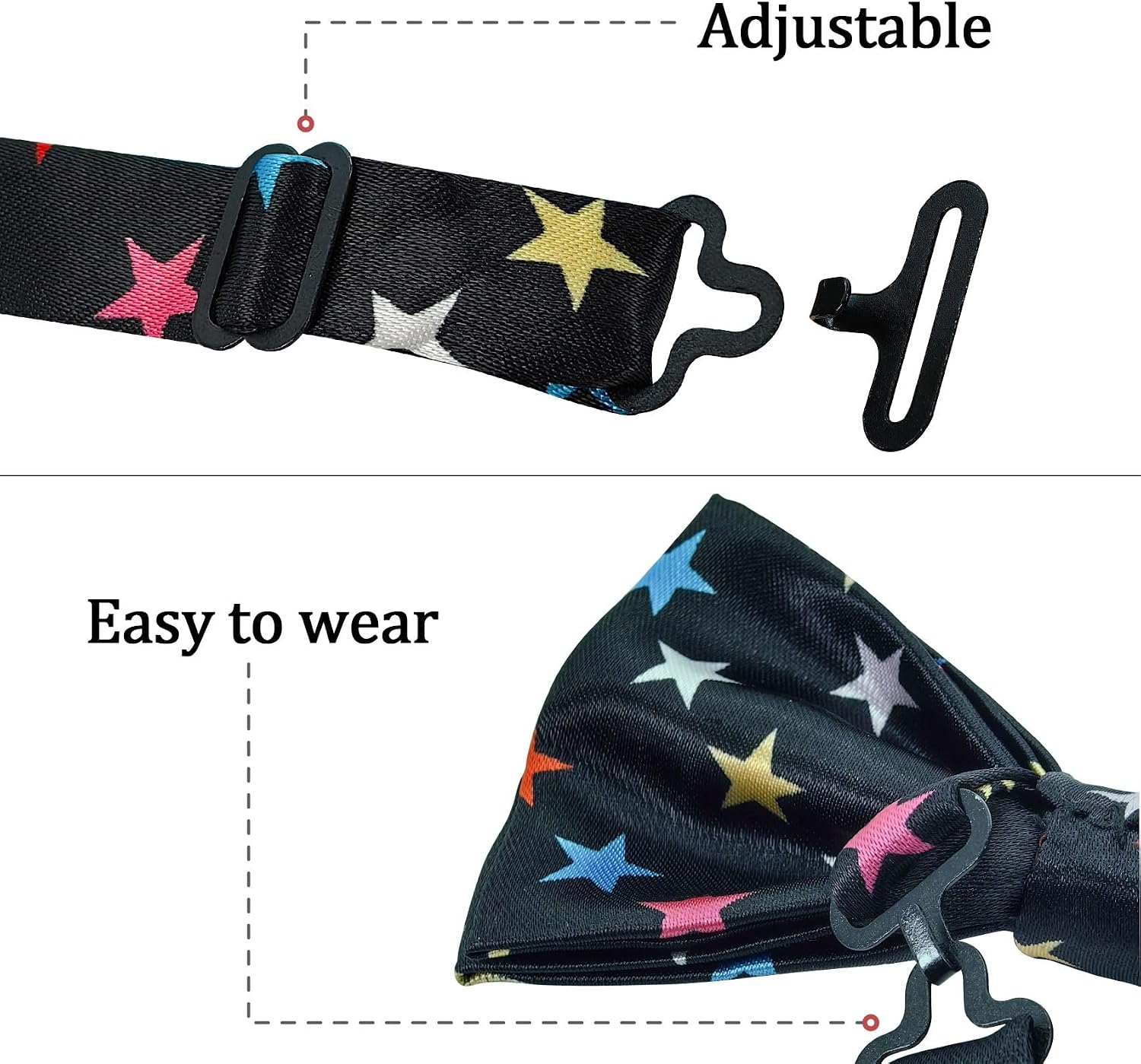 Striped Bow Tie for Men & Boy, Pre-tied Bowtie Adjustable for Formal