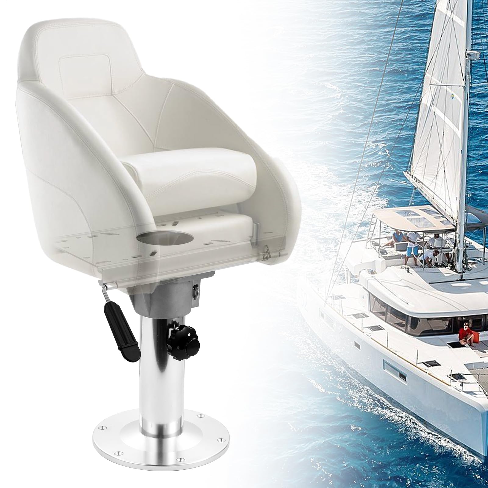 Base per seggiolino, base per barche e piedistallo, in alluminio, altezza regolabile in altezza, piastra di montaggio con scivolo, supporto base per il montaggio della sedia da barca, accessori per il