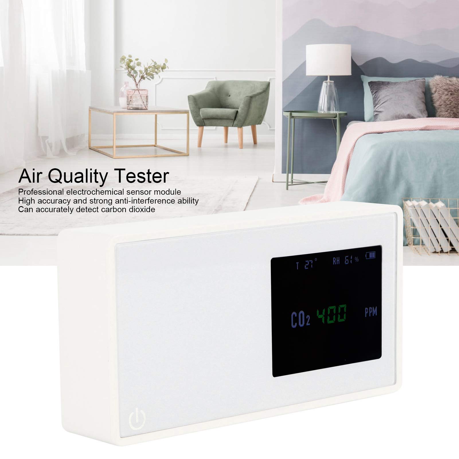 Socobeta Detector Infrarrojo de CO2, Monitor de CO2, Probador de Calidad del Aire con Pantalla Grande, Temperatura y Humedad para el Hogar, Oficina, Interior