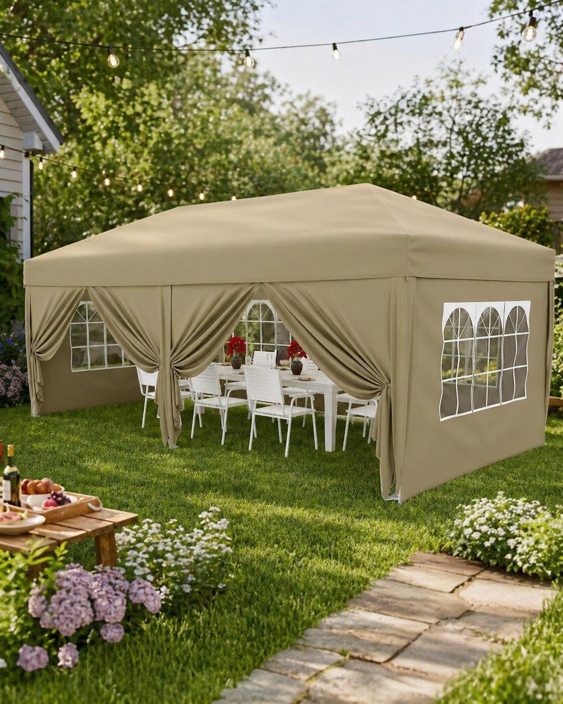 3x6M Pop Up Gazebo with 6 Sidewalls, Marquee Party Tent with 3 Heights Adjustable, Waterproof & UV Protection, Large Heavy Duty Party Canopy with Thicker Support Frames for Outdoor Events, Parties โ image 1