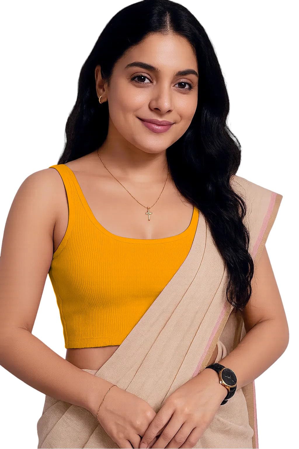 xolani Readymade Fitted Saree Blouse for Women Sleeveless Square Round U Neck Regular fit Stretchable Pullon Western Stylish Crop Top VX18-picture-10