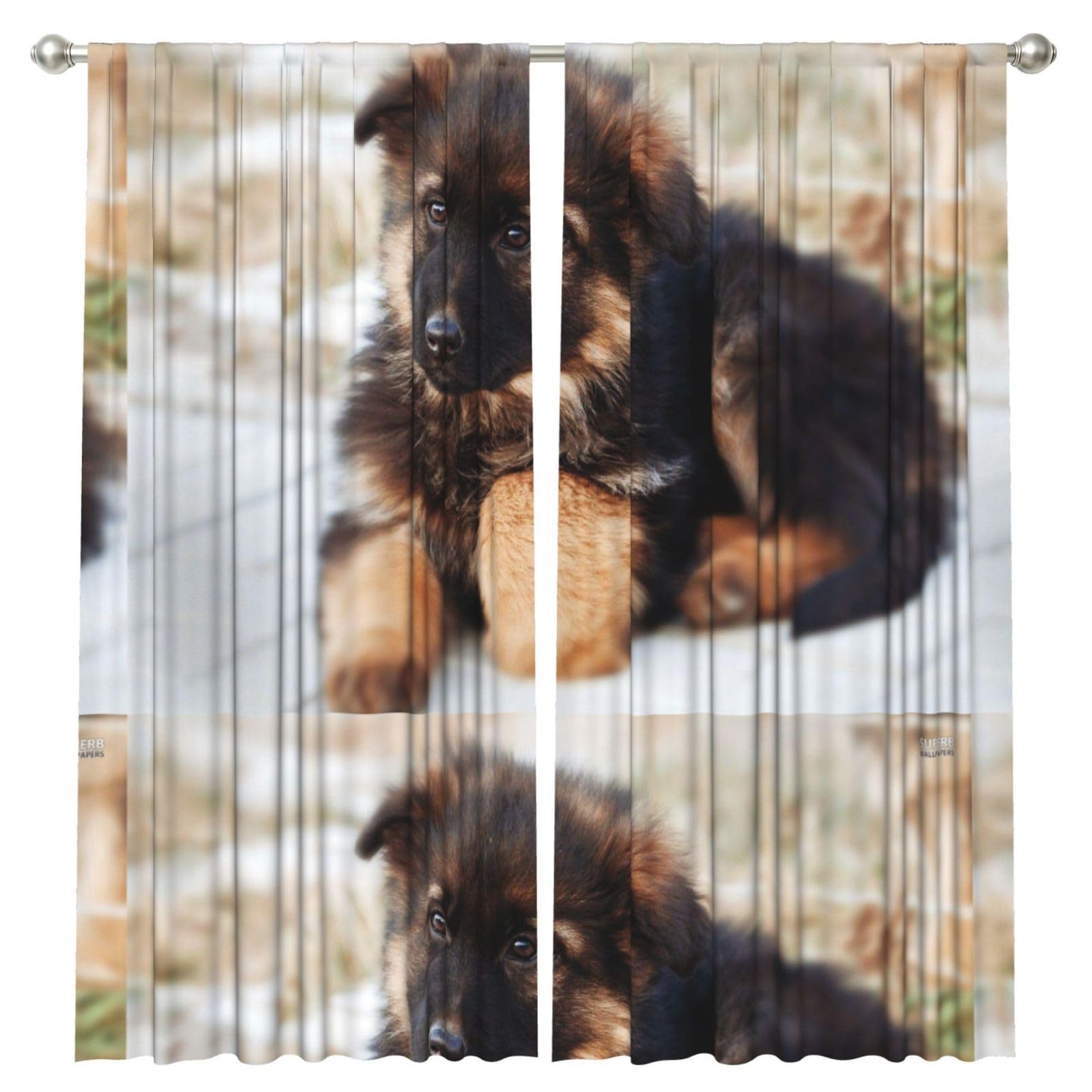 InOmak German Shepherd Puppy, 2 Panels Window Curtains 52 x 84 Inch Blackout Curtains for Living Room Bedroom
