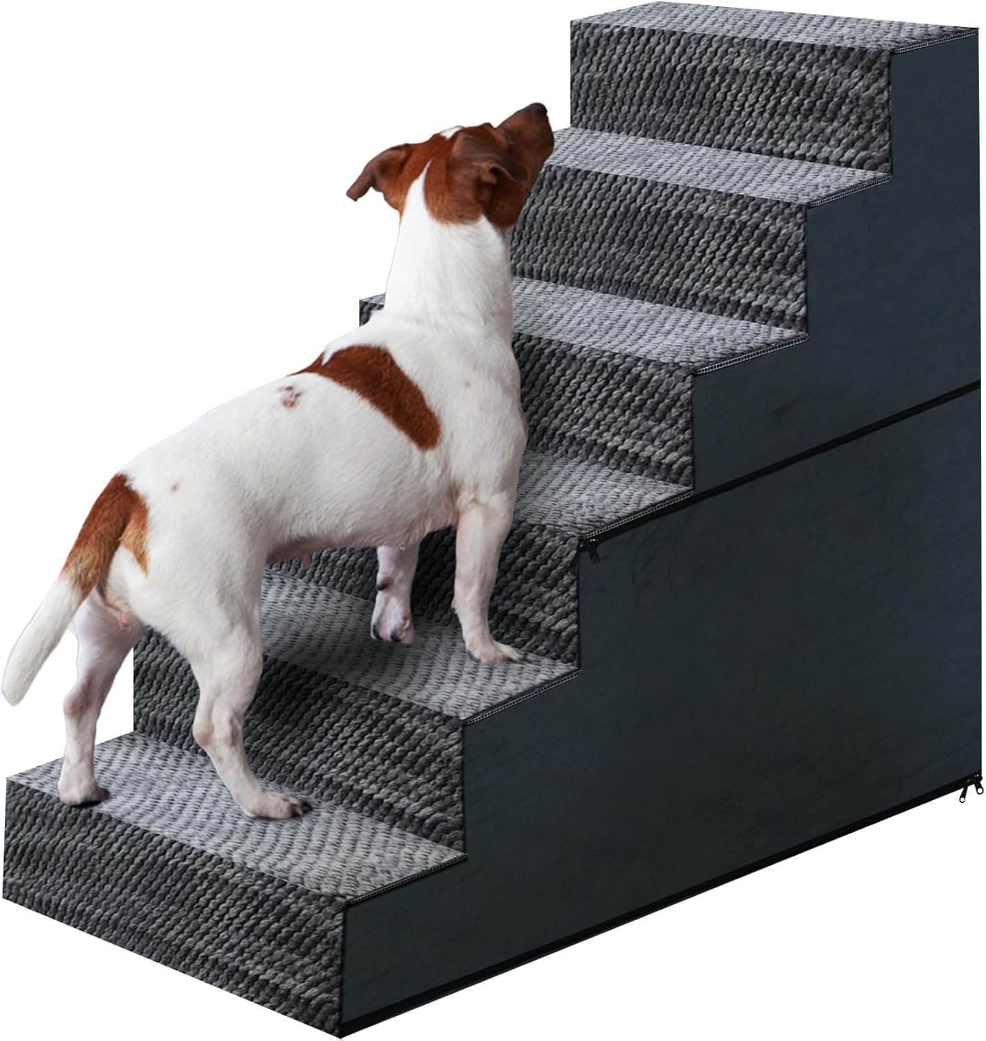 28" H Dog Stairs for Small and Medium Dogs 6-Step Ramps for High Beds and Couch Non-Slip Extra Wide Pet Stairs for Old Dogs and Puppy and Cat - Stable & Durable with Machine Washable Cover Indoor 6-Step?36L x 16W x 27H)