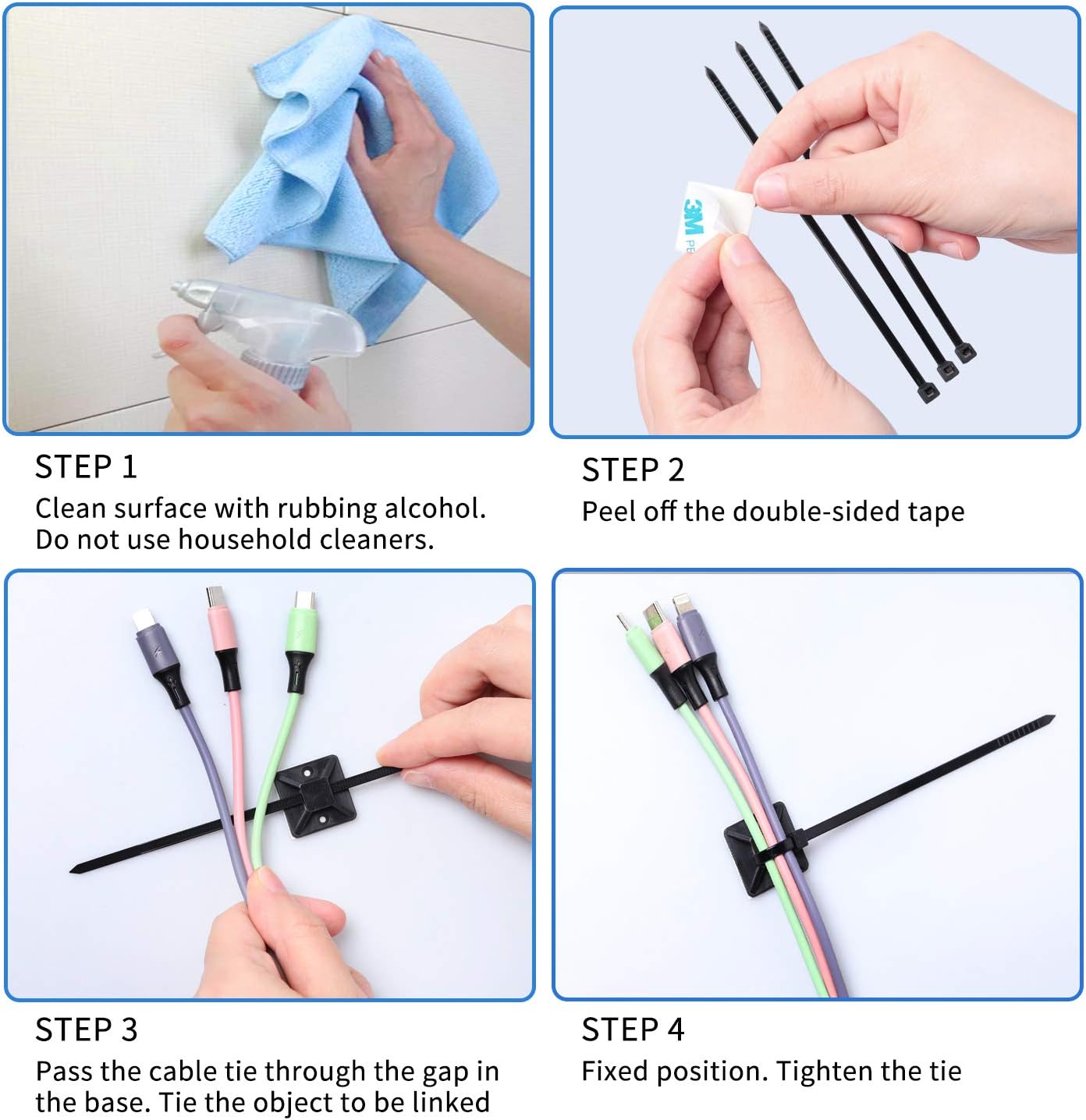 Bеѕt Sеllеr Strong-Adhesive-Backed Mounts Cable Tie Mounts Wire Tie Base Holders， Screw-Hole Anchor Point Provides Optimal Strength for long（50pack）