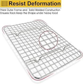 P&P CHEF 8.75 Inch Stainless Steel Cooling Baking Rack Set of 2