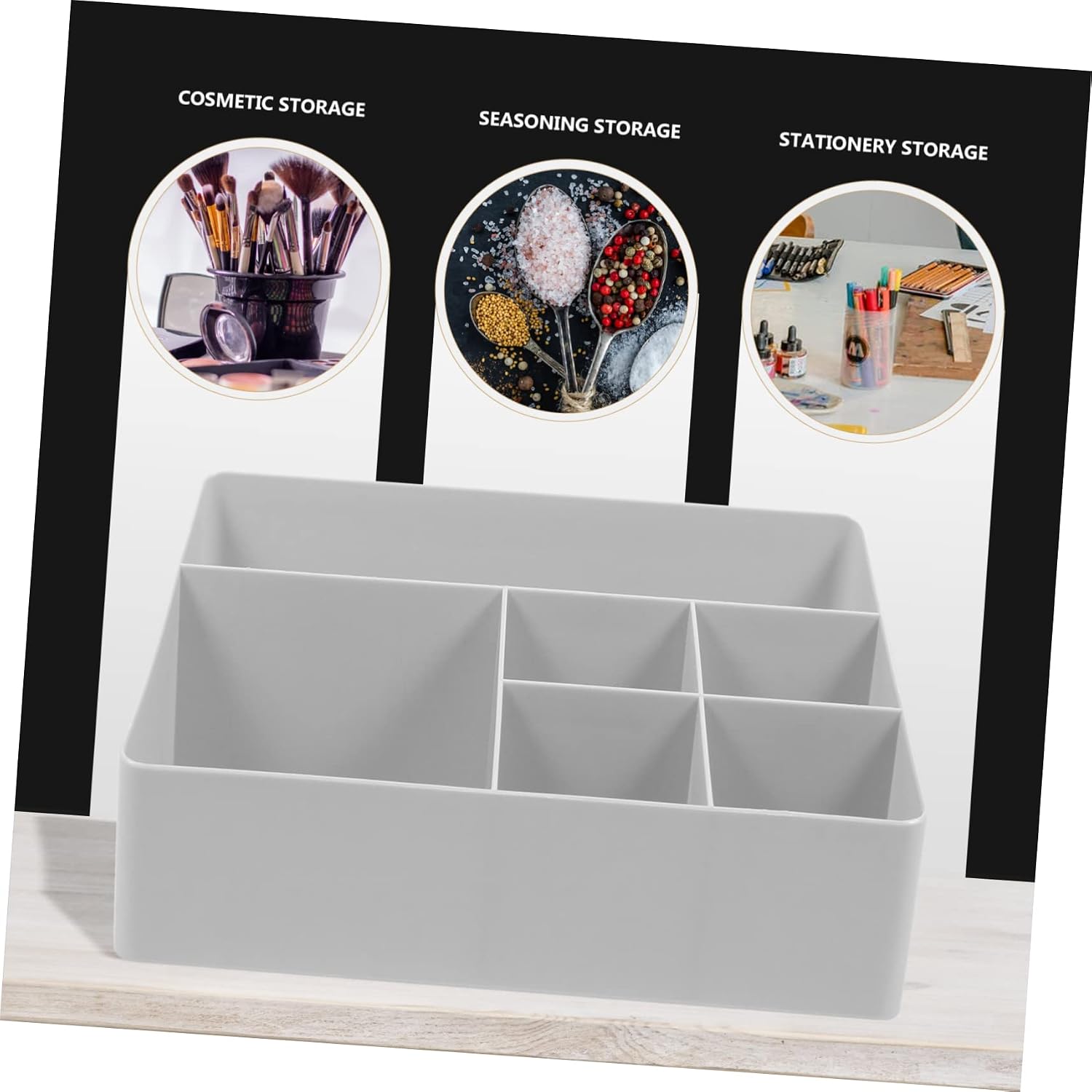 Creative 6 Compartment Cosmetic Organizer Box for Table Pantry image 4